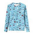 thumbnail image 5 of Pompotops Femmes Dames Col Rond Hauts Amples Décontractés T-Shirts Imprimés Blouse à Manches Longues en Solde, 5 of 5
