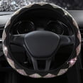 thumbnail image 4 of Dvkptbk Car Steering Wheel Cover Summer Steering Wheel Cover, Rhinestone Steering Wheel Cover with Crystal Diamond for Women, Sparkling Car Wheel Protector Universal Fit 14-15 Inches, 4 of 9
