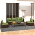 thumbnail image 1 of vidaXL 5 Piece Garden Lounge Set with Cushions Poly Rattan Brown, 1 of 4