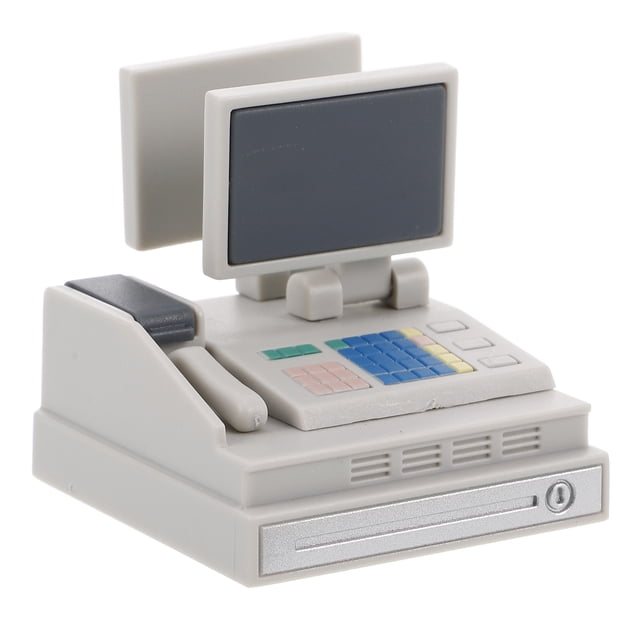 Shisuyan Machine à POS Miniature Maison de Poupée Supermarché Jeu d'Imitation Caisse Enregistreuse Jouet Minuscule Accessoires d'Épicerie Mini Caisse Enregistreuse pour Enfants Accessoires de Supermarché Maison de Poupée