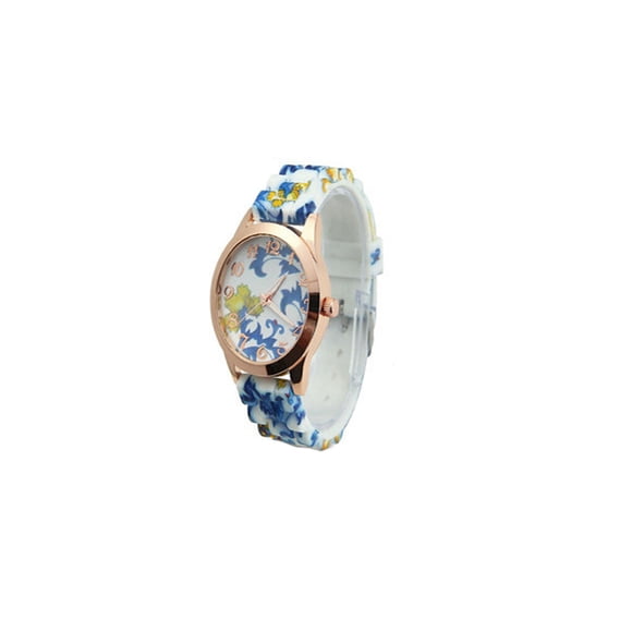 Women Alloy Watch Adults Party Banquet Watches Casual Style Flower Pattern Girl Wristwatch Band Decoration Wrist Accessory Birthday Gift Type 3