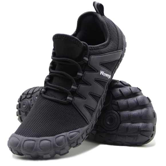 Weweya Minimalist Shoes Men Five Fingers Cross Training Barefoot Running Shoes Mountain Bike Size 8 Black