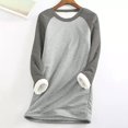 thumbnail image 2 of Chandail en Molleton Doublé Sherpa en Polaire pour Femmes, Chandail Chaud d'Hiver, Col Rond, Automne, Tunique de Détente, Rouge Melon D\'eau 2TG, 2 of 6