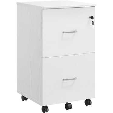 VASAGLE 2-Drawer Filing Cabinet, Mobile Printer Stand with Lock, File Organizer for Home Office, Modern, White