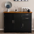 thumbnail image 2 of Costway Buffet Bahut Armoire de Cuisine Armoire de Rangement avec 2 Tiroirs et 3 Portes Noir, 2 of 10