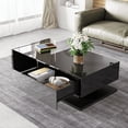 thumbnail image 2 of Coffee Table, High-Gloss Black, Side Tables, Coffee Tables with Glass and LED Effect, 2 of 14