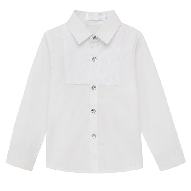 Penkiiy Chemise Décontractée à Manches Longues pour Tout-Petits, Enfants, Bébés Garçons, Col Rabattu, 12-13 Ans, Blanc