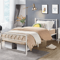 thumbnail image 1 of Fullfurnique Metal Platform Bed Frame with Headboard and Footboard, Twin, White, 1 of 7