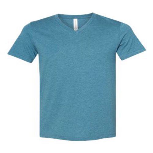 BELLA+CANVAS T-Shirt Jersey à Col en V pour Homme, TP, Bleu Sarcelle Foncé Chiné