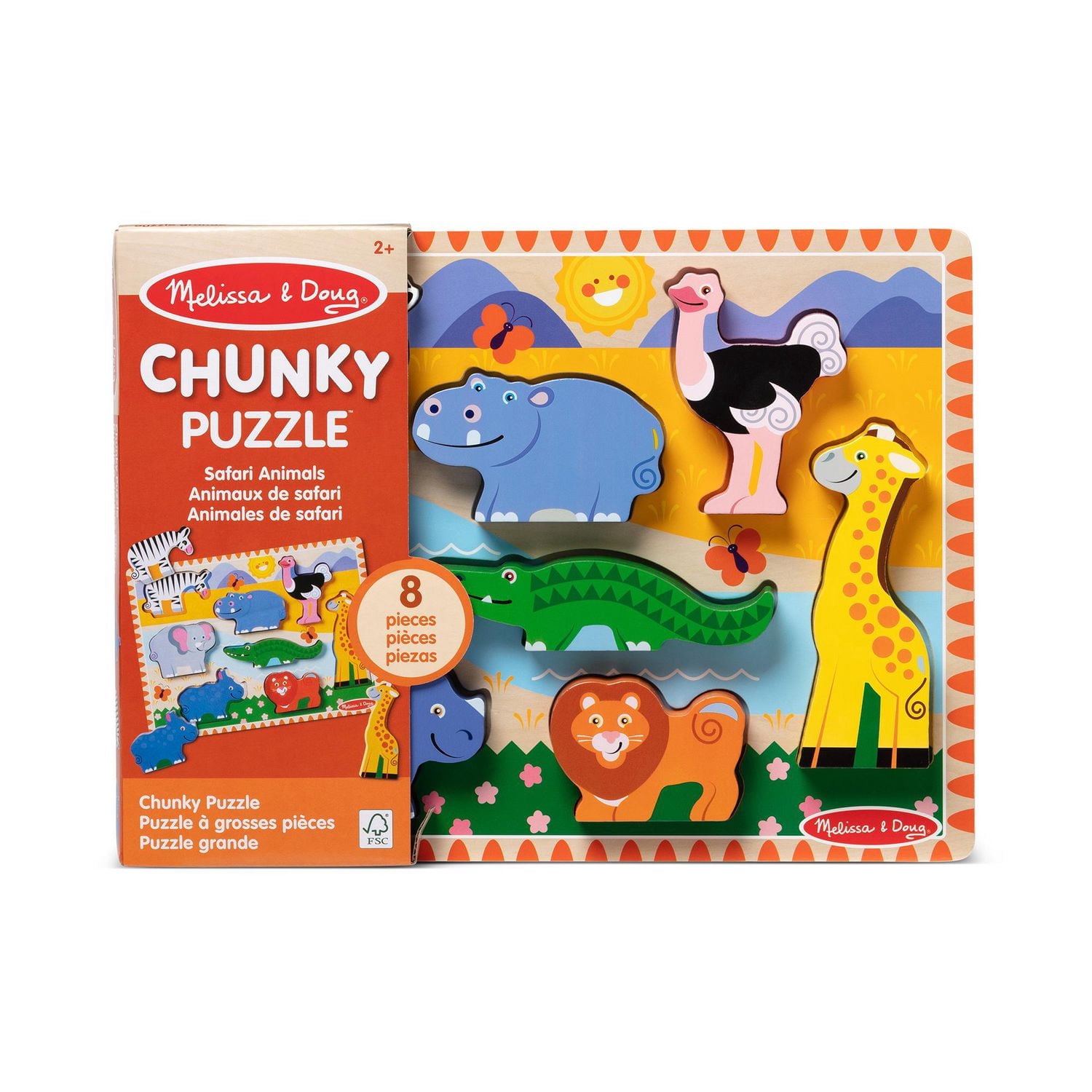 Melissa & Doug Casse-tête Safari en bois - 8 pièces - Certifié FSC
