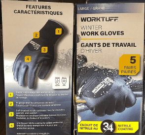 Worktuff Winter Work Gloves – 5 Pairs (Medium size)