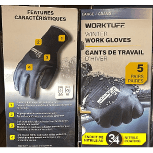 Gants de travail d'hiver – 5 Paires (taille moyenne)