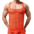 thumbnail image 2 of Penkiiy Haut en Maille pour Hommes Débardeurs Résille Sans Manches Muscle Rave Chandails Transparents L Orange, 2 of 4