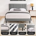 thumbnail image 3 of DeCoro Chicago Modern Tufted Upholstered Platform King Size Bed Frame, Grey, 3 of 10