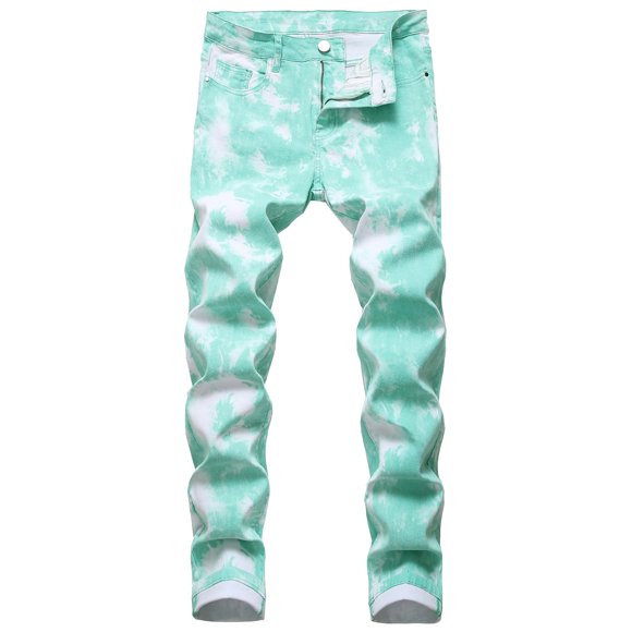 Ketyyh-chn99 Mens Skinny Jeans Stretchy Slim Fit Men's Fashion Oversized Ripped Slim Jeans Pants Trousers Size for 38,Green