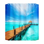 Binwennn Ocean Beach Print Shower Curtain 70 Inch With 12 Hooks Shower Curtain Bathroom Heavy Side Shower Curtain Machine Washable Clear Tub Curtain Liners for Drapes 108 Rainbow Shower Curtains for