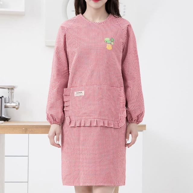 Hbdhejl Cooking Long Sleeve Aprons For Women With Pockets Kitchen Cute Waitress Apron For Women Smoc
