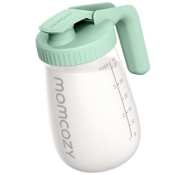 Momcozy Pichet à Lait Maternel, Résistant à la Chaleur et au Froid, aux Brusques Bascules de Température, Contenant de Rangement en Verre pour Lait Maternel Sans Fuite pour Réfrigérateur, Préparateur Rapide de Lait Maternisé Vert
