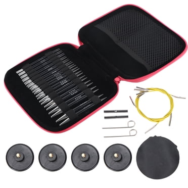 26pcs Interchangeable Knitting Needles Set Metal Circular knitting Needles Sewing Needles Kit with Circulating Wire for Crochet Yarn Knitting Accessories