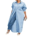 thumbnail image 1 of Hauts de Manteau Kaftan pour Femmes Manches Longues Col à Revers Robes Longues à Simple Boutonnage, 1 of 5