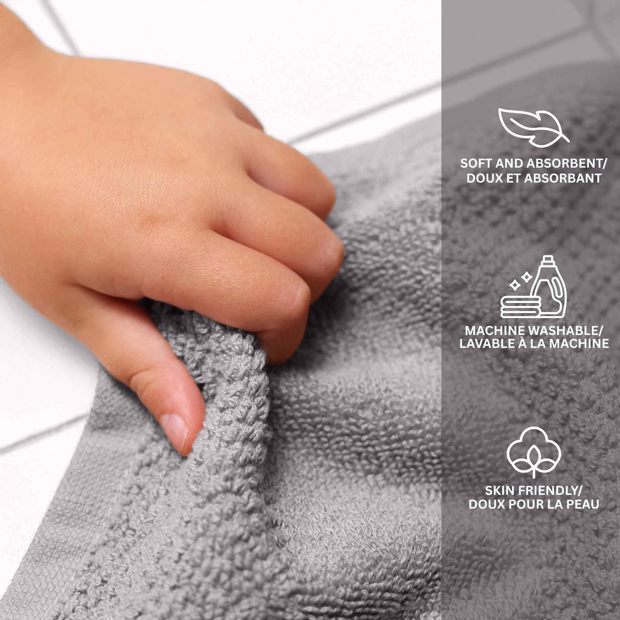 Mainstays Kids Lot de 8 gants de toilette, doux et résistants, 100 % coton, bleus