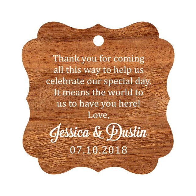 Darling Souvenir Custom Wedding Thank You Message Gift Tags Personalized Party Favor Hang Paper Tags-Rustic Wood-50 Tags