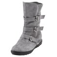 thumbnail image 1 of jsaierl Women Suede Round Toe Zipper Flat Pure Color Buckle Strap Keep Warm Snow Boots, 1 of 6