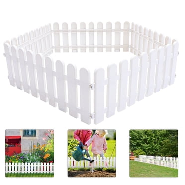Relocy White Plastic Picket Fence Bargain Clearance 5Pc Set of Premium White Plastic Garden Picket Fences with Decorative Edging for and Landscaping Weather and Easy to Install Panels