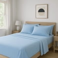 thumbnail image 2 of Comfy Bamboo World Series Ensemble de Draps en Microfibre 4 Pcs, Drap pour Lit Simple, Bleu, 2 of 6