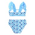 thumbnail image 4 of Miaeowve Toddler Baby Girls Mermaid Tankini Swimsuit Ruffle Flower Sleeve Swimwear Bathing Suits Blue 14, 4 of 6