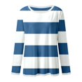 thumbnail image 5 of WEIYLL Womens Tshirt Long Sleeve Striped Crew Neck Color Block Dark Blue Tops Sizes XL, 5 of 5