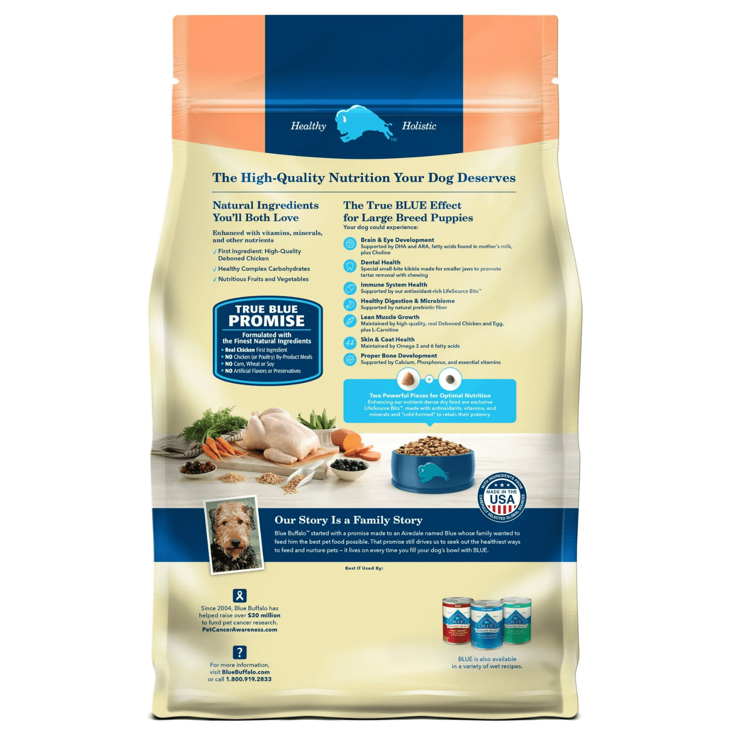 Blue Buffalo Life Protection Formula Poulet et Riz Brun Nourriture Sèche pour Chiots de Grande Race 4.99kg