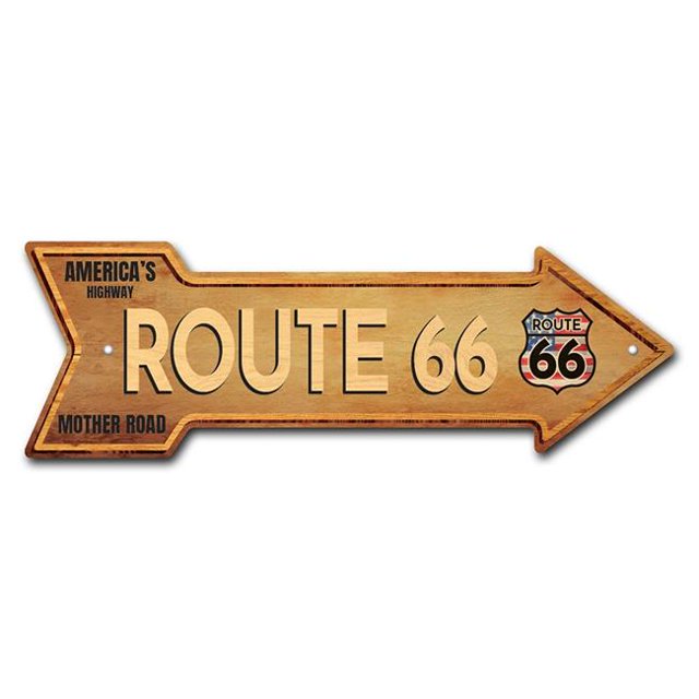 SignMission P-ARROW12-999627 Panneau Flèche Route 66 12 x 36 Po. de Large
