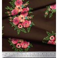 thumbnail image 3 of Soimoi Brown Japan Crepe Satin Fabric Flower Floral Printed Craft Fabric 1 Yard 44 Inch Wide, 3 of 3