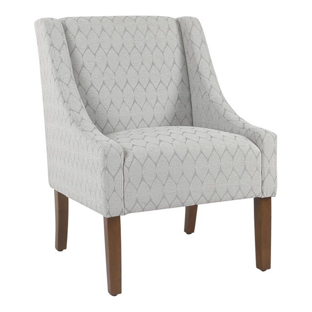 HomePop Fauteuil d'Appoint Moderne à Accoudoirs Incurvés, Feuille Grise