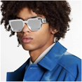 thumbnail image 2 of FEISEDY Lunettes de Soleil Rétro à Tige Plate Monture Carrée Épaisse Boucle Métallique Hip-Hop Rappeur Hommes Femmes B7033, 2 of 6