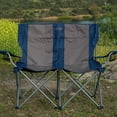 thumbnail image 2 of Kamp-Rite Chaise de Camping Extérieure Portable à Double Pliage pour Pelouse et Plage, Bleu Marine/beige, 2 of 12