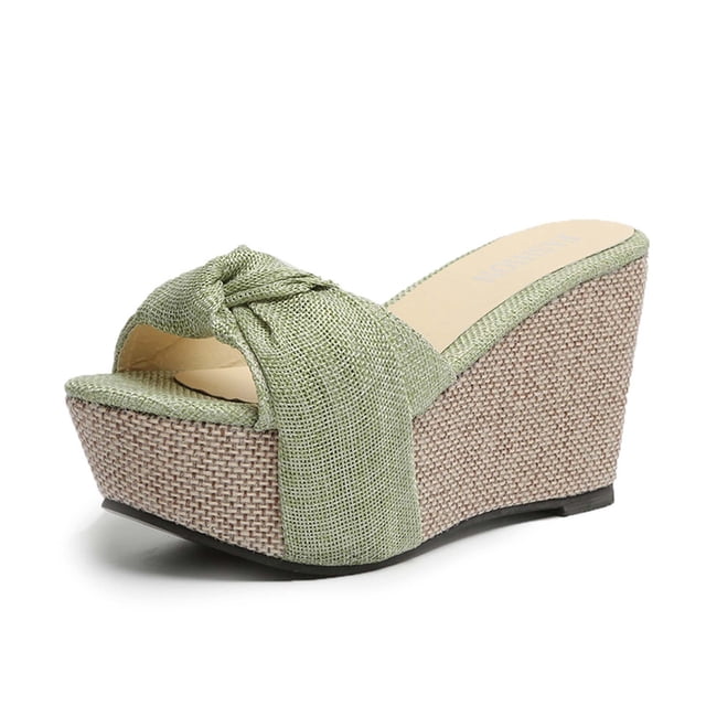 RKSTN Pantoufles pour Femmes Été à Semelle Compensée Plateforme Chaussures Couvrant le Pied Plateforme Pantoufles à Talons Hauts,Pantoufles pour Femmes Intérieur Extérieur