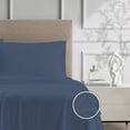 thumbnail image 3 of Color Sense Ensemble de Draps 4 Pcs en Percale 100 % Coton Frais et Net Grand Lit Bleu Marine, 3 of 5
