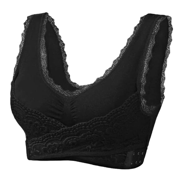 AWZXDE Comfortable Wireless Lace Edge Front Side Buckle Bra for Women Seamless Design Ideal for Yoga Sleep and Everyday Wear Adjustable Large Size Gather Support
