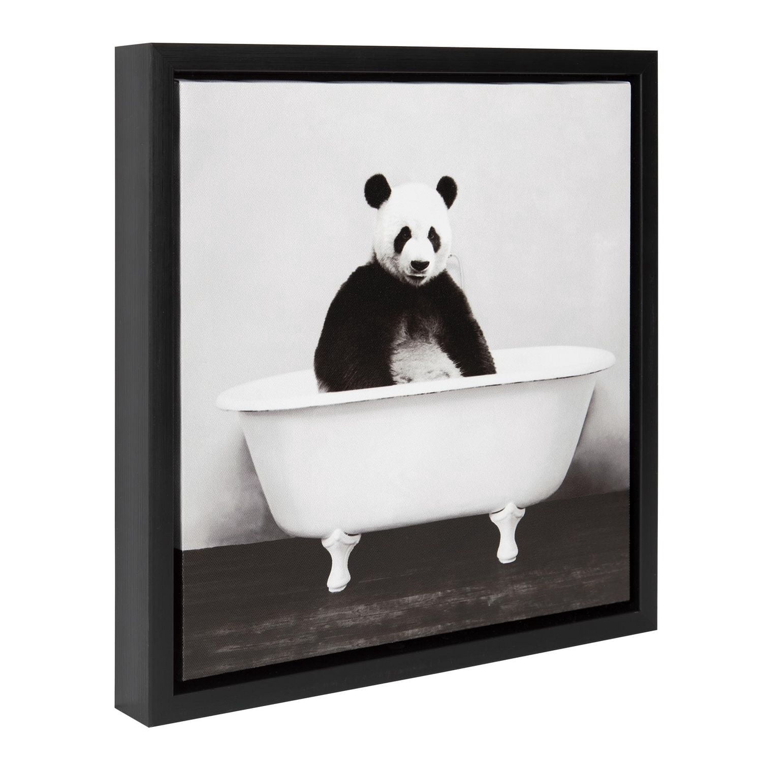 Reproduction d'œuvre d’art sur une toile encadrée panda dans une baignoire de 35,6 x 35,6 cm par Amy Peterson, DesignOvation