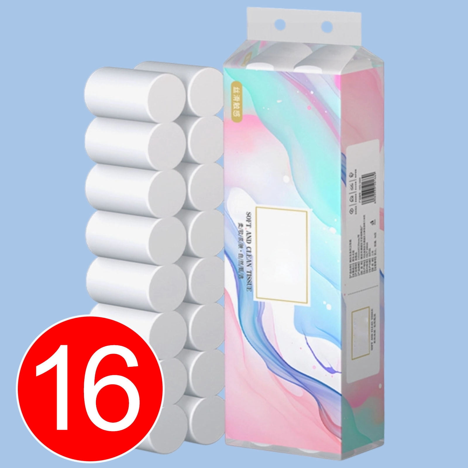 16-Roll Toilet Paper 4-Layer, Staron High Capacity Toilet Paper 100% Wood Pulp, Affordable Household Hand Towels for Bathroom Kitchen with Bulk Packaging