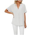 thumbnail image 1 of Birdeem Mode pour Femmes Manches Courtes Rétro Col Rond Pâques Couleur Unie Hauts Amples Blouse Manche, 1 of 8