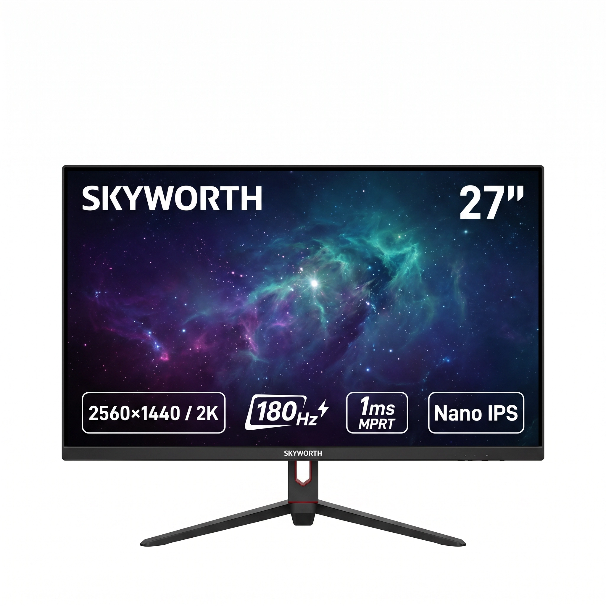Skyworth 27G5QHP 27" QHD Fast IPS Gaming Monitor, 180Hz, 1ms, USB-C, DisplayPort 1.4, Dual HDMI, Height Adjustable Stand, VESA 100x100
