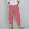 thumbnail image 1 of RXIRUCGD Capris d'Été pour Femmes, Confortables, Amples, à Jambes Larges, Mode, Couleur Unie, Rose, Taille : M, 1 of 5