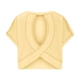 thumbnail image 4 of Amzcrzy Hauts pour Femmes Tendance Couleur Unie Hauts de Printemps Été pour Femmes Décontractés Manches Courtes Col Rond T-Shirts Dos Découpé Confortables Hauts de Sortie, 4 of 6