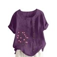 thumbnail image 5 of Pisexur Hauts d'Été pour Femmes, Blouses Habillées Décontractées pour Femmes Hauts à la Mode Chandail Décontracté Imprimé Manches Courtes Col Rond, Grande Taille pour Femmes Multicolore, TG, 5 of 5