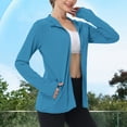 thumbnail image 2 of Long Sleeve Jackets for Women Quick Dry Athletic Stretch Blouses Rash Guard Slim Fit Shirts Tops Hiking Running Blouse Sun Protection Hoodie, 2 of 7