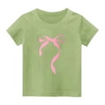 thumbnail image 1 of HVOBBTY T-Shirt Décontracté à Manches Courtes pour Fille, Mode Décontractée pour Filles Imprimé Lettre Col Rond Manches Courtes Vert, 5 Ans, 1 of 3