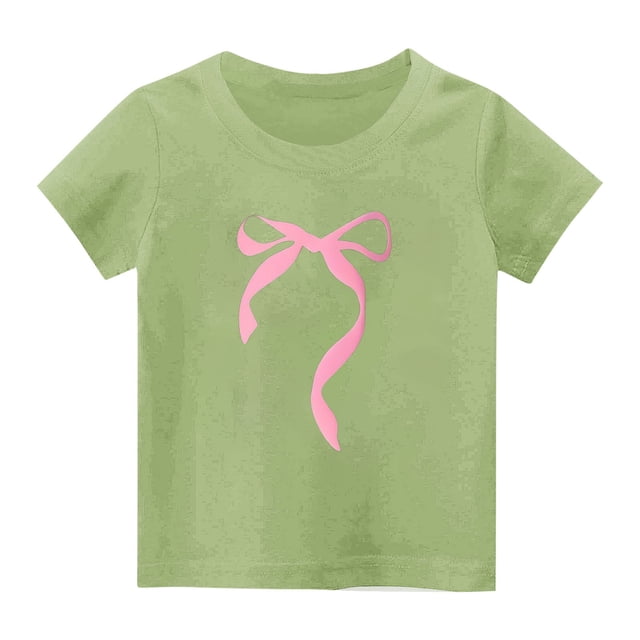 HVOBBTY T-Shirt Décontracté à Manches Courtes pour Fille, Mode Décontractée pour Filles Imprimé Lettre Col Rond Manches Courtes Vert, 5 Ans